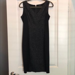 Black/Charcoal V-neck Sheath Dress